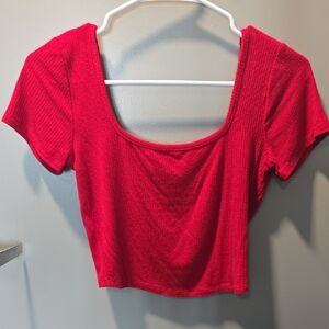 Bozzolo Red Fitted Cap Sleeve Crop Top